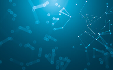 Abstract background. Molecules technology with polygonal shapes, connecting dots and lines. Connection structure. Big data visualization.