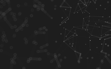 Abstract background. Molecules technology with polygonal shapes, connecting dots and lines. Connection structure. Big data visualization.