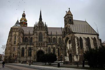 Naklejka premium Saint Elisabeth Cathedral view in Kosice by winter, Slovakia