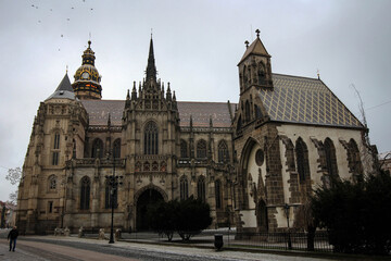 Saint Elisabeth Cathedral view in Kosice by winter, Slovakia