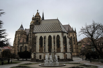 Fototapeta na wymiar Saint Elisabeth Cathedral view in Kosice by winter, Slovakia