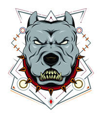 bull dog vector emblem with ornament background.