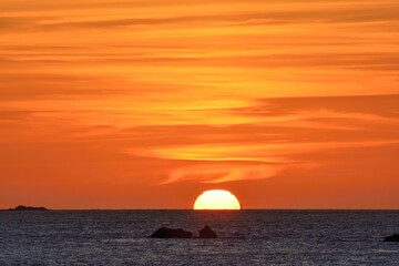 Fototapeta na wymiar Beautiful sunset in Brittany. France