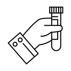 hand holding test tube line style icon design of Medical care health and emergency theme Vector illustration