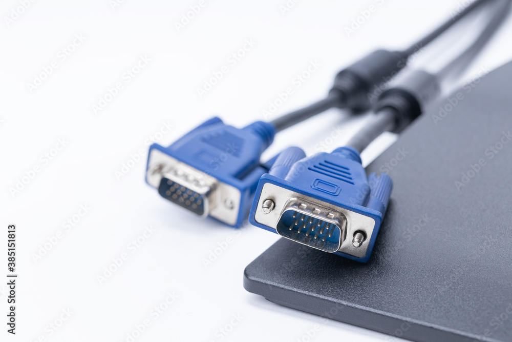 Leinwandbilder vga or video graphics array cable. computer graphics plug