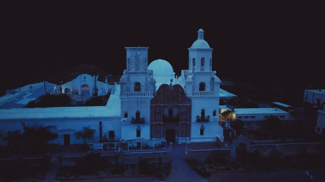 San Xavier del Bac Mission at night