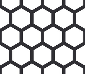 Honeycomb grid. Hexagon background. Honeycomb background. Hexagon grid. Monochrome hexagon honeycomb background. Seamless pattern. Vector hexagon. Geometric backdrop.