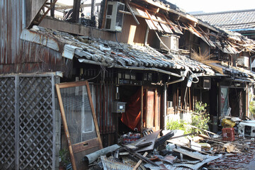 住宅の火災現場