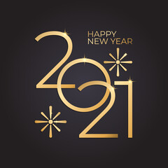 Happy New Year 2021 background with gold color that is glowing and sparkling. elegant and minimalist. design element. can be used for greeting cards, calendars, posters, and banners