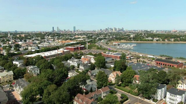 Aerial view of Dorchester Boston Massachusetts East Coast summer