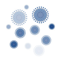 Dangerous blue round viruses with suckers, vector illustration