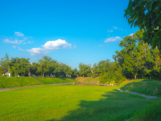 街中にある緑広がる公園