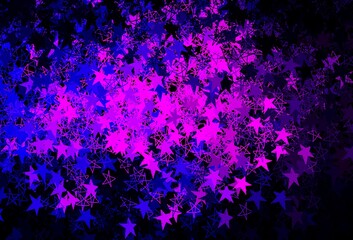 Obraz na płótnie Canvas Dark Purple vector layout with bright snowflakes, stars.