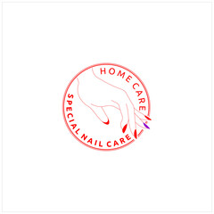 Beauty Coloring Nail Hand Isolated Circle for Salon and Spa Logo Design Inspiration