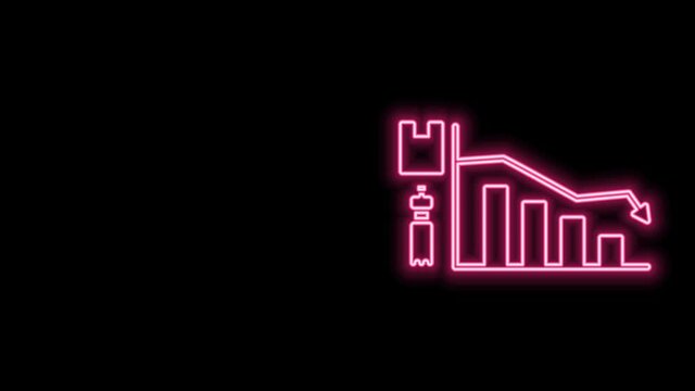 Glowing neon line Ecology infographic icon isolated on black background. 4K Video motion graphic animation