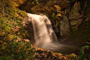 A long exposure of Looking Glass Falls in the Pisgah National Forest in North Carolina.