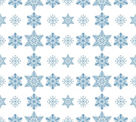 Seamless snowflake pattern vector art.  Snow on white background. Abstract wallpaper, wrapping decoration