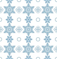 Seamless snowflake pattern vector art.  Snow on white background. Abstract wallpaper, wrapping decoration