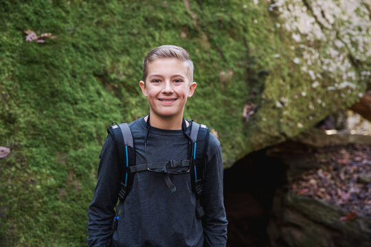 Portrait Of A Teenager Hiking In The Ozark Mountains