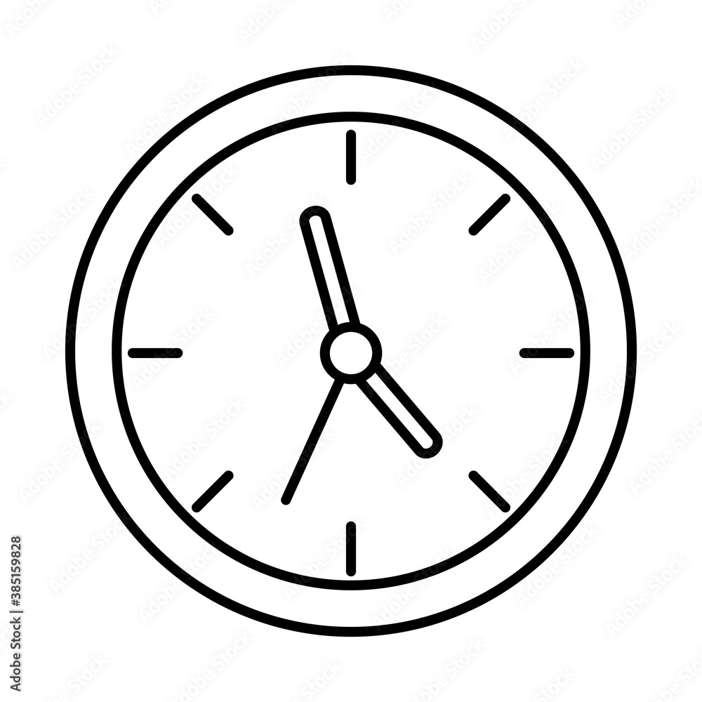 Poster clock line style icon design, time tool watch second deadline measure countdown and object theme vec