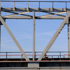 Details of the railway and road bridge across the river.