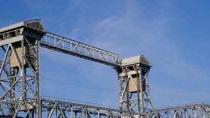 Details of the railway and road bridge across the river.