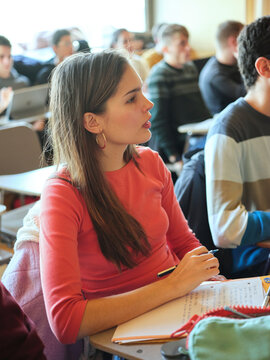Young student at class