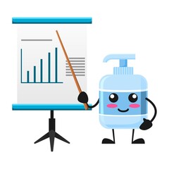vector illustration of Cute Antiseptic Liquid soap mascot or character presentation with prov. Antiseptic Liquid soap character concept.