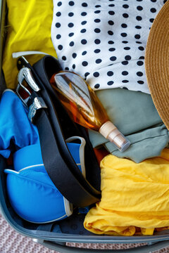 Luggage with light clothing for summer trip