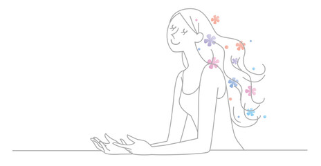 女性　ロングヘア　上半身　イメージ