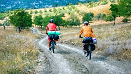 Fototapeta premium Two cyclists in Moldova