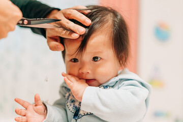 cute Asian baby cut hair
