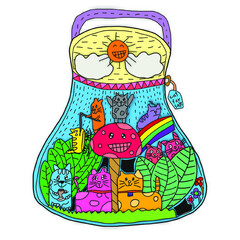 Cat in bottle Color