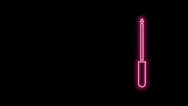 Glowing neon line Knife sharpener icon isolated on black background. 4K Video motion graphic animation
