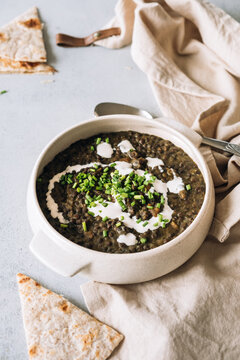 Black lentil soup