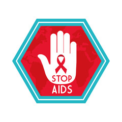 Obraz premium stop aids with ribbon on hand design, first december and awareness theme Vector illustration