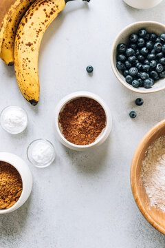 Fresh ingredients for a banana cake