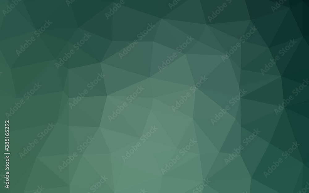 Poster dark blue, green vector shining triangular pattern.