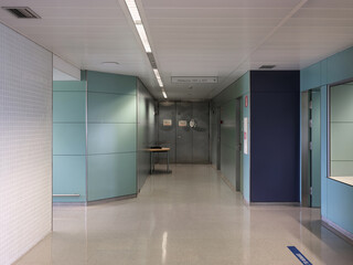Empty hospital hallway