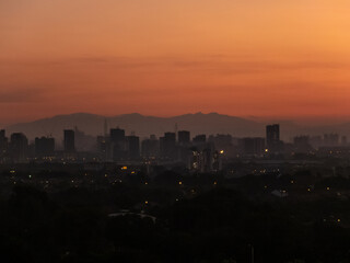 city skyline at sunrise