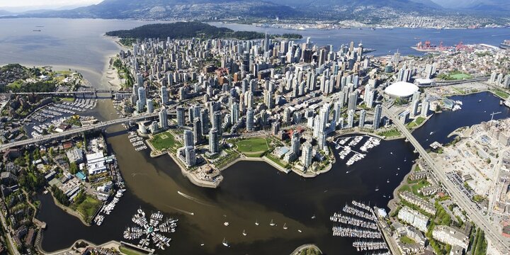 North False Creek and the West End, Granville St, Vancouver, British Columbia, Canada, North America