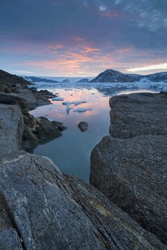 View of the continental ice sheet, Johan Petersen Fjord, East Greenland, Greenland, North America
