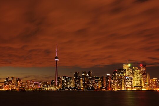 Skyline by night, Toronto, Ontario, Canada, North America