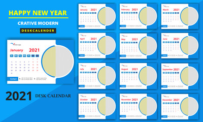 2021  desk calendar design 12 month