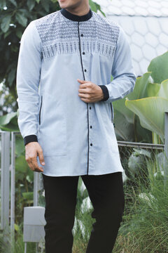 Stylish Moslem Man Wearing Kurta Shirt Or Koko Shirt