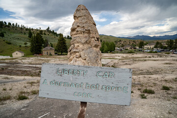 Liberty Cap, a dormant hot spring cone. Located in Mammoth Hot Springs area of Yellowstone