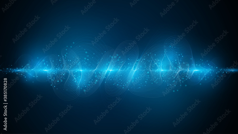Poster abstract wave and dot particle pattern sci fi futuristic concept design background eps 10 vector