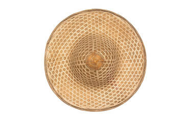 Traditional hat made of bamboo wood at asian isolated on white background.