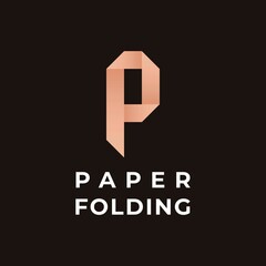 Letter P Paper Fold Logo icon Vector