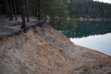 Blue Lake in the Chernigow region, Ukraine.Former quarry of quartz sand for glass production.Popular local resort at present
